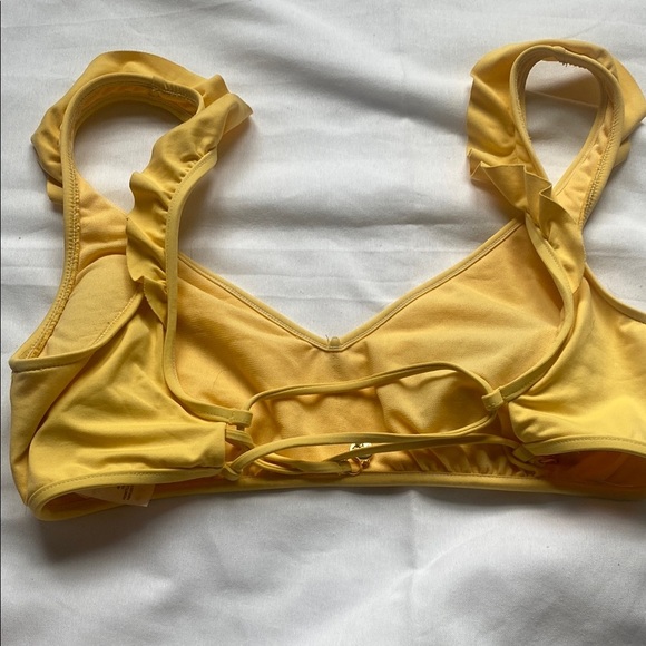 Ralph Lauren Yellow Ruffle Swim top with Open Back POLO - Picture 3 of 5